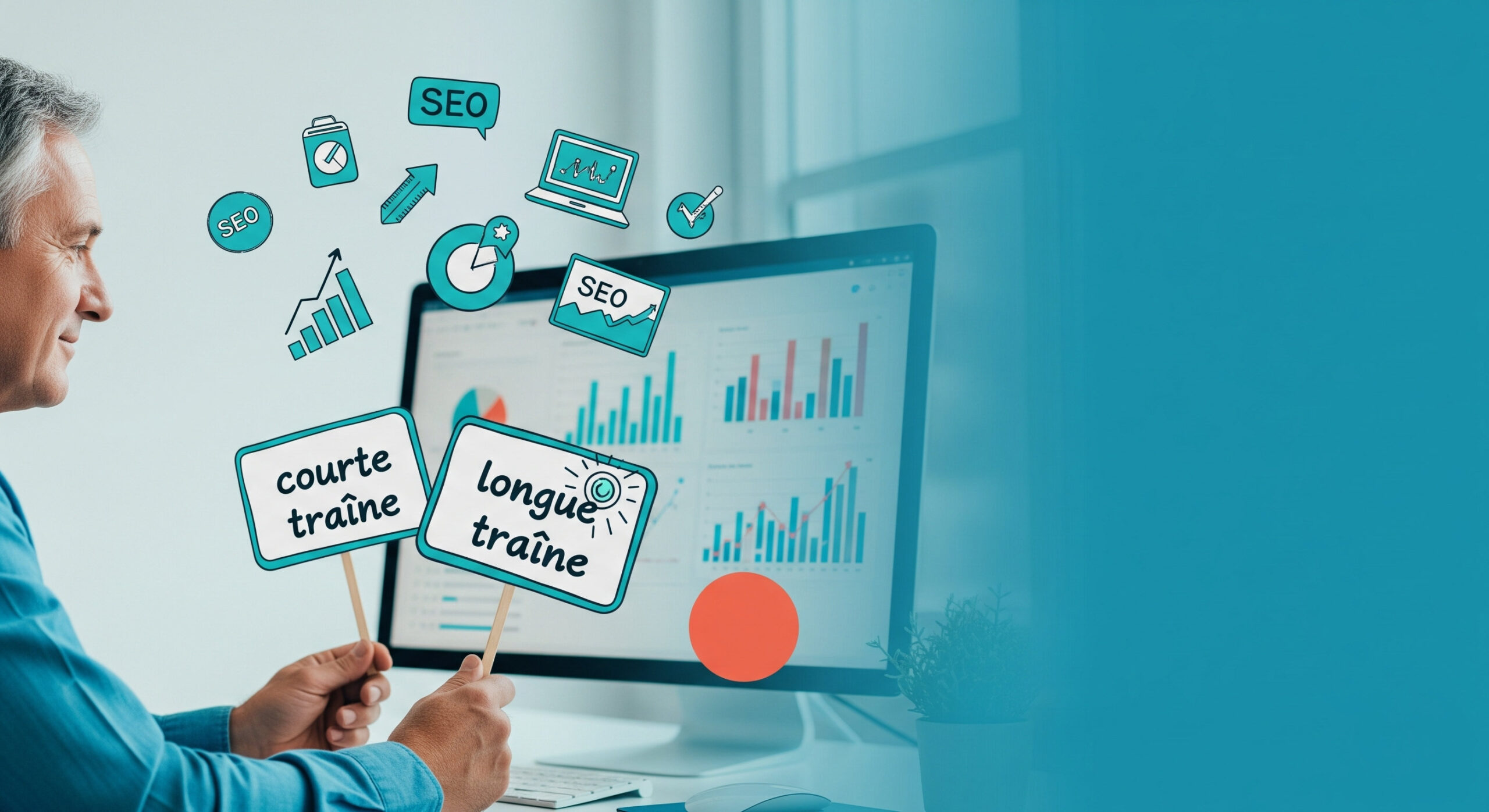 Bannière explication mots clés longue traine et courte traine